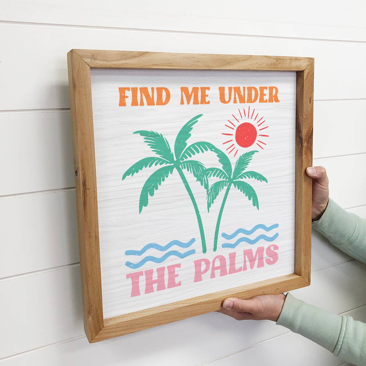 Find Me Under the Palms - Beach Canvas Artwork - Wood Framed