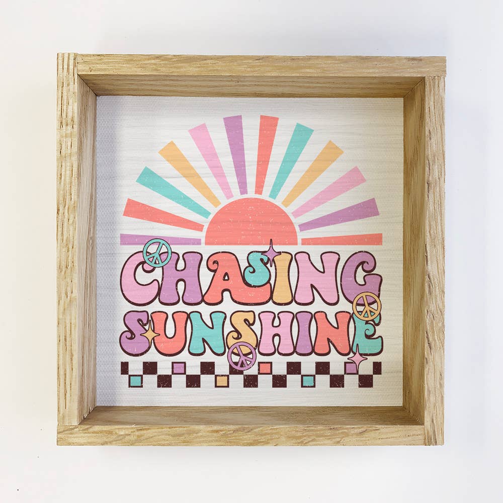 Retro Chasing Sunshine - Summer Canvas Art - Wood Framed Art