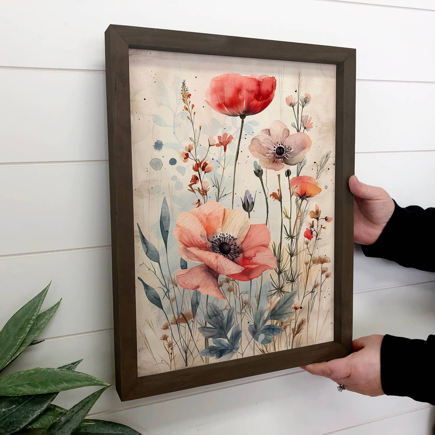 Gathered Poppies - Flower Canvas Art - Wood Framed Wall Art