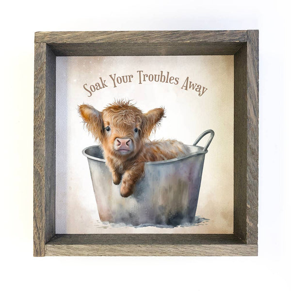 Highland Cow Soak - Bathroom Art - Cute Baby Animals -