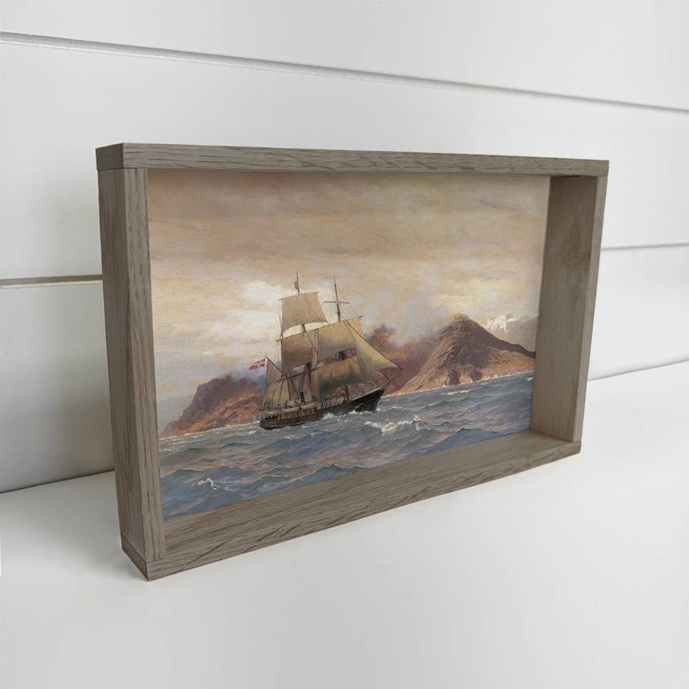Norwegian Ship - Ship on Water Canvas Art - Wood Framed Art