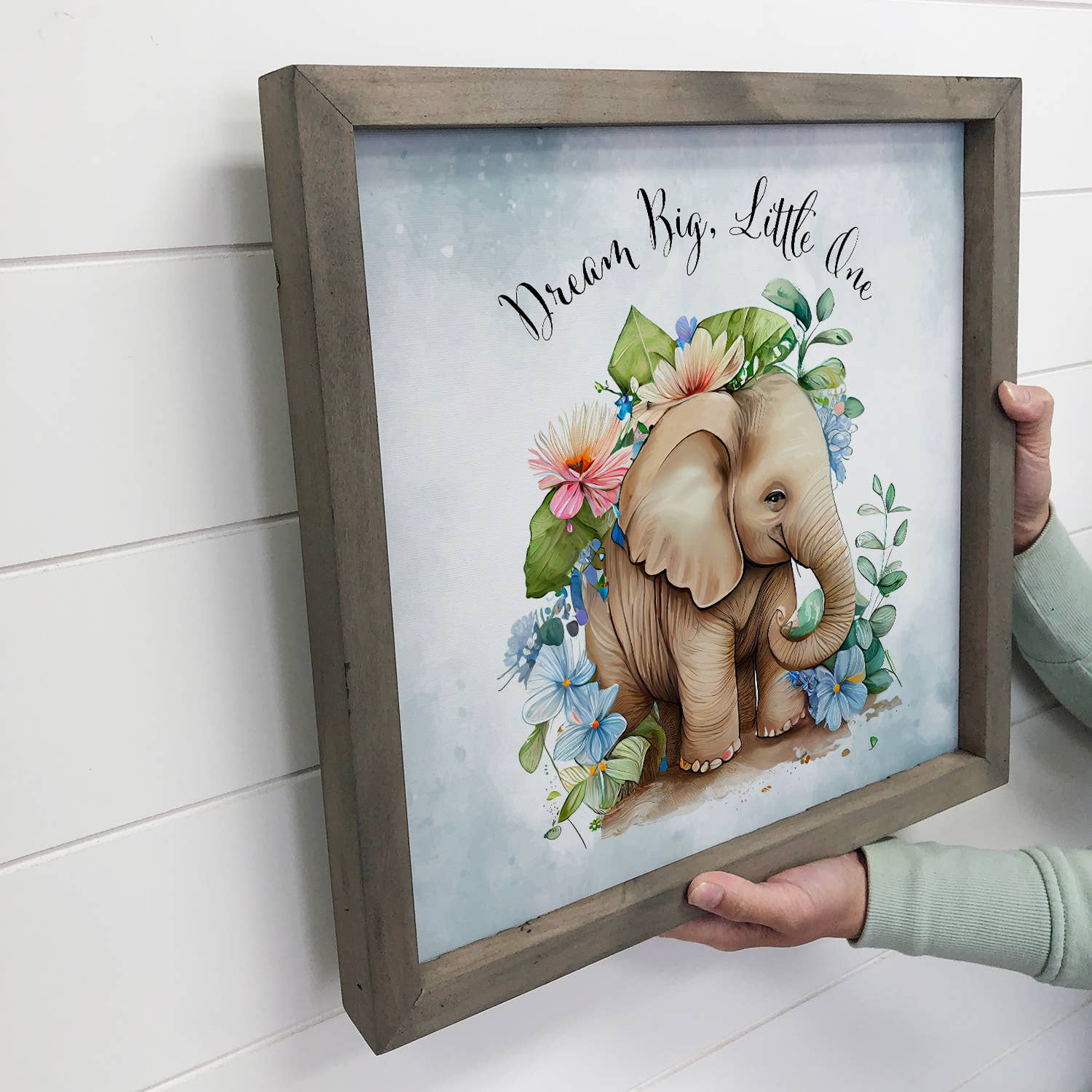Dream Big Elephant - Cute Baby Animal - Nursery Art & Frame