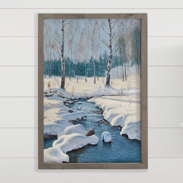 Snowy River - Winter Landscape Canvas Art - Wood Framed Art