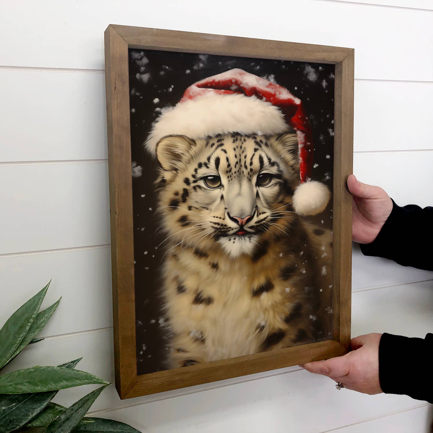 Christmas Snow Leopard - Animal Christmas Canvas Art