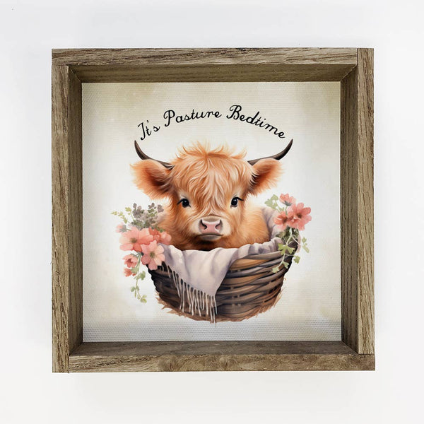 Pasture Bedtime Highland Cow - Cute Animal Wall Art - Framed