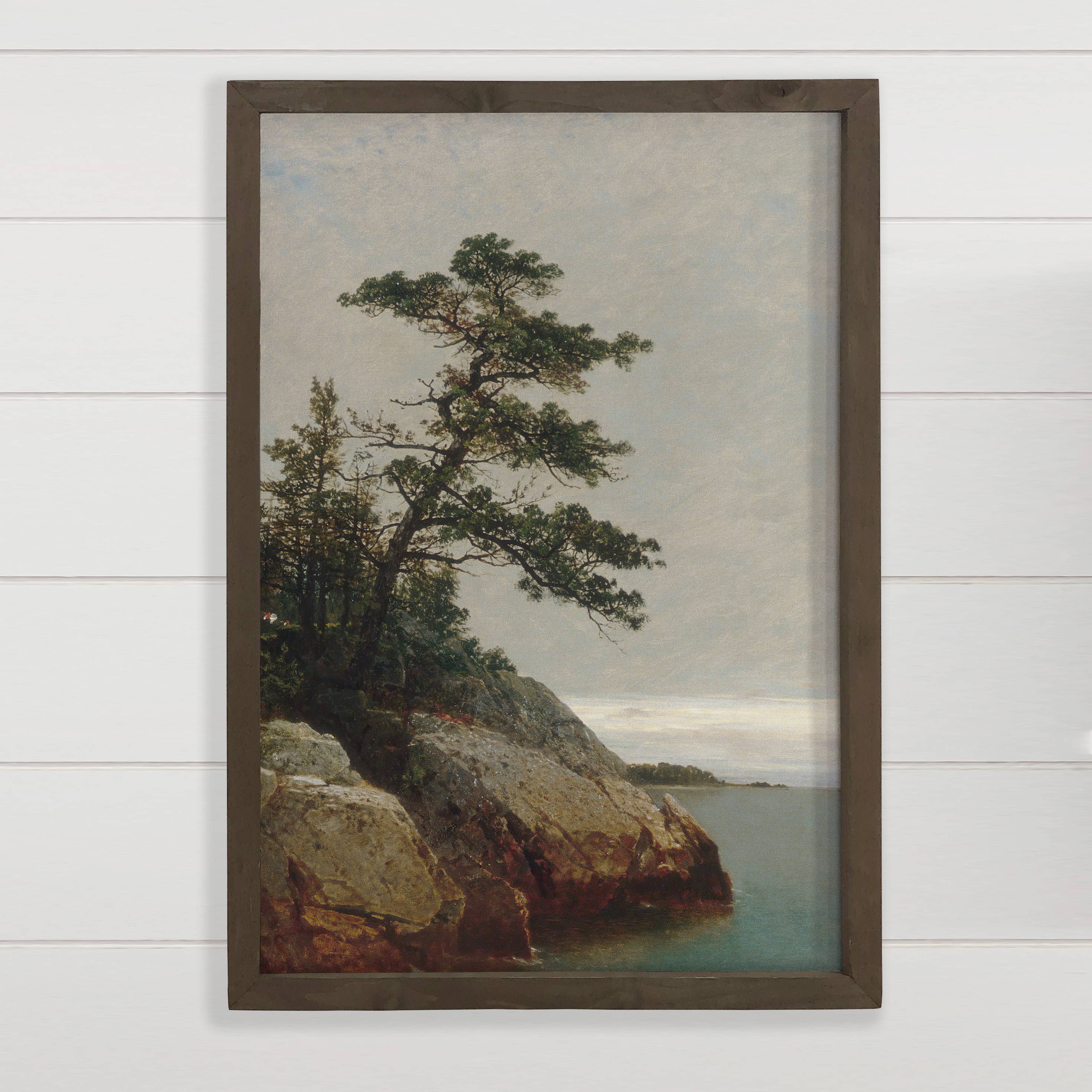 Old Pine Over the Sea - Nature Landscape Canvas Art - Framed