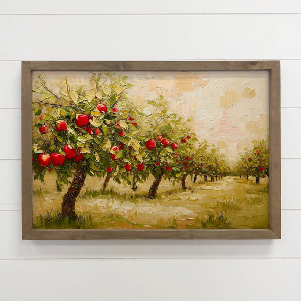 Apple Orchard Harvest - Apple Tree Canvas Art - Wood Framed
