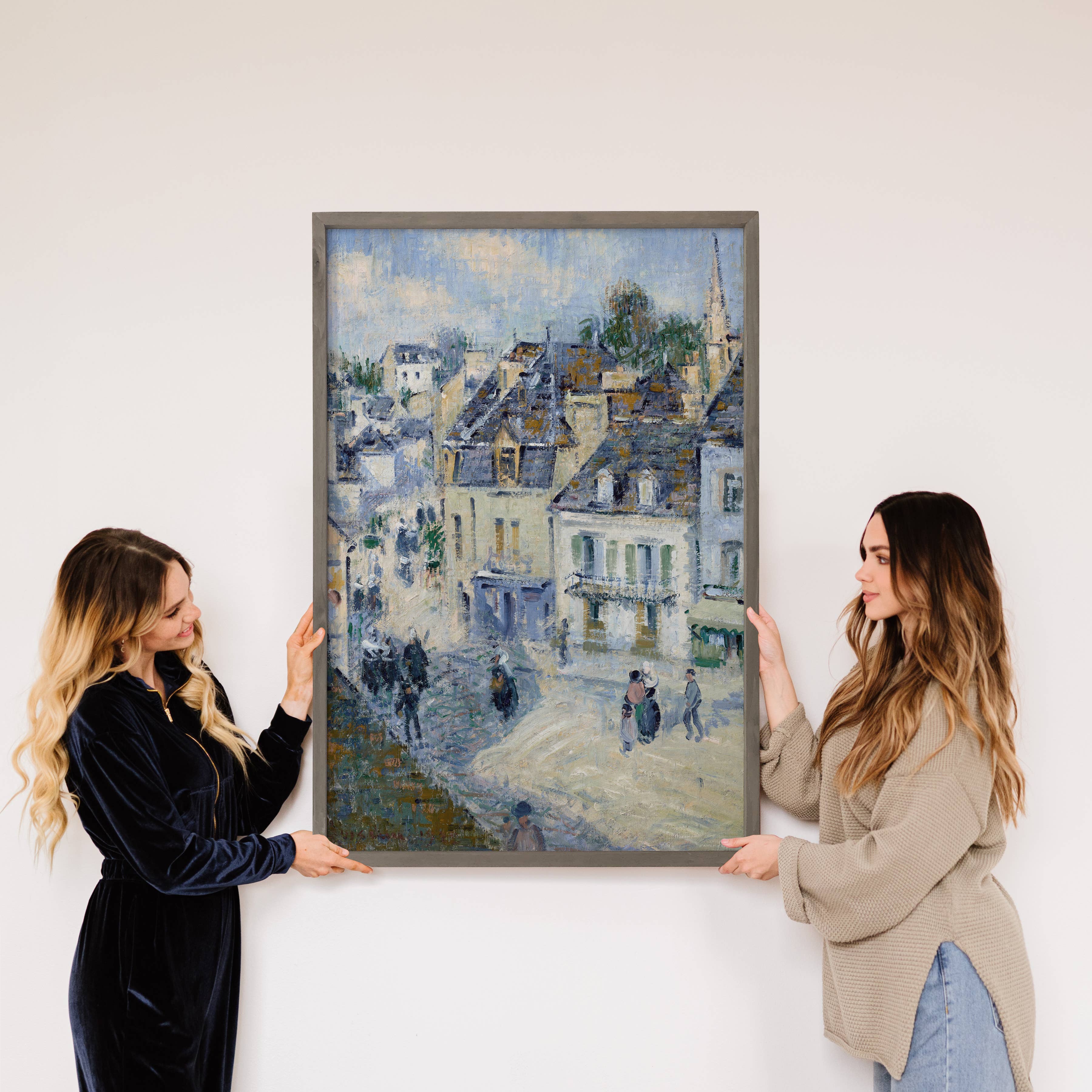Streets of France - City Landscape Canvas Art - Wood Framed
