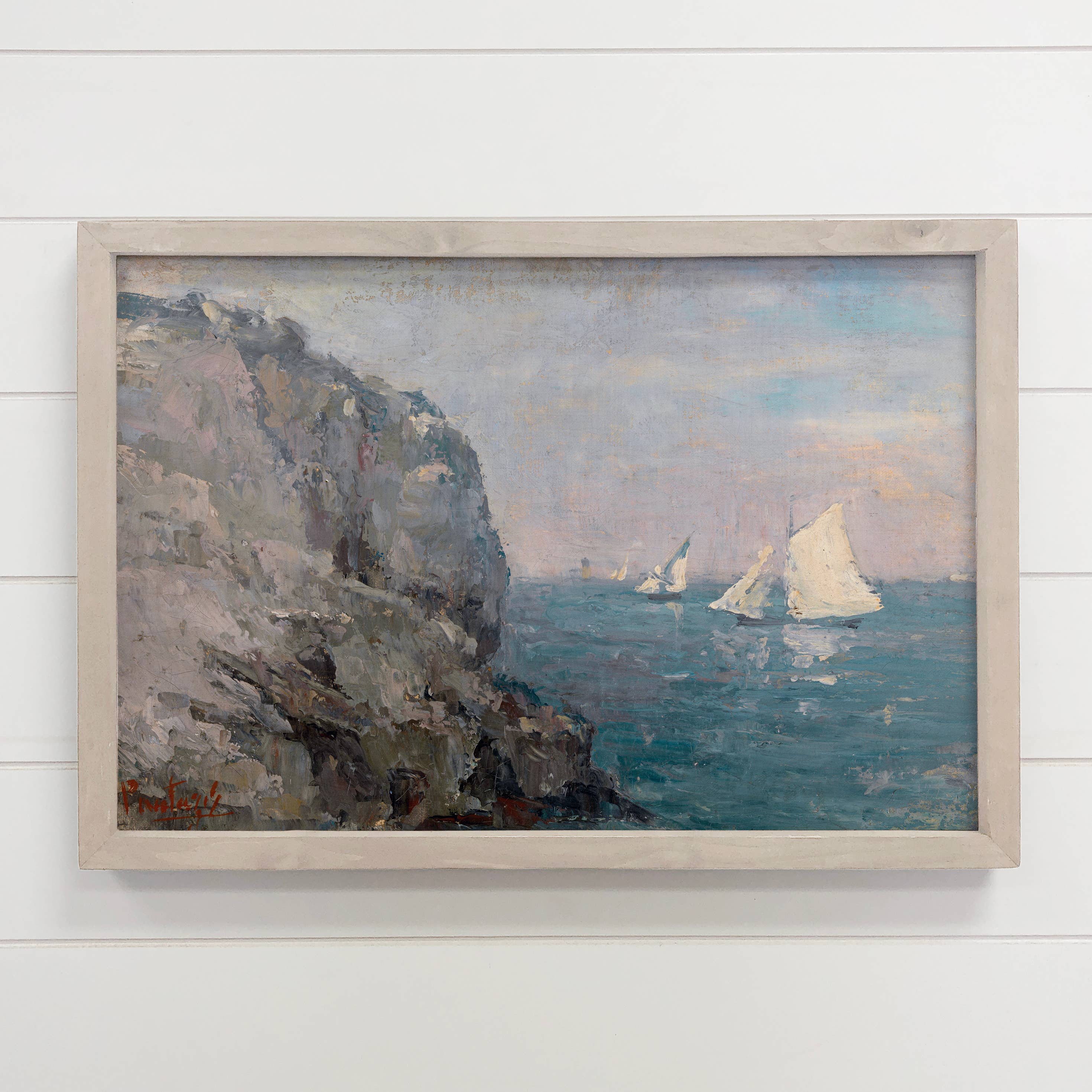 Seaside Cliff - Seascape Canvas Art - Wood Framed Wall Art