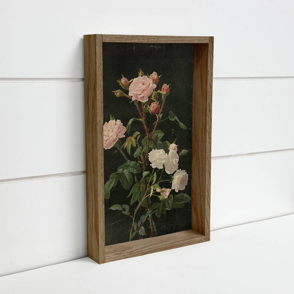 Thorned Roses - Flower Canvas Art - Wood Framed Wall Art