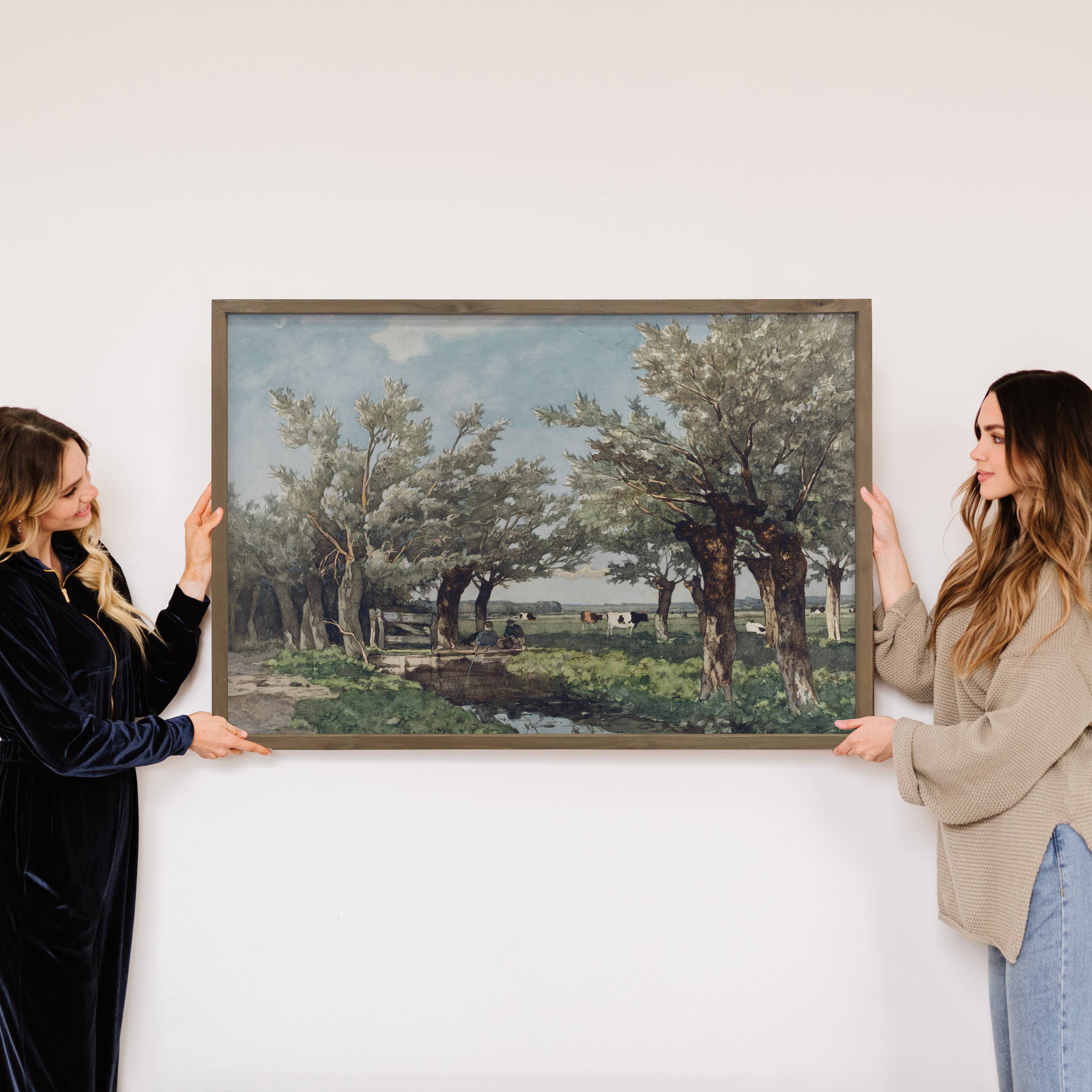 Fishing at the Cow Farm Ditch - Farmhouse Canvas Art