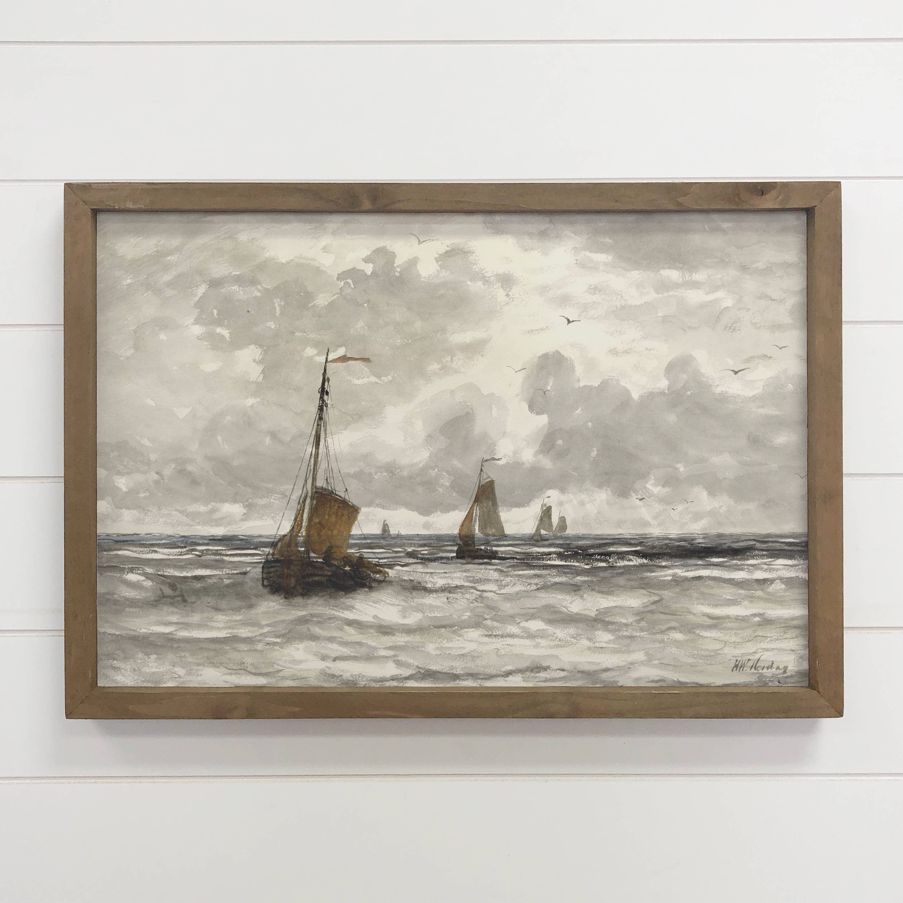Fishing Boats - Nature Canvas Art - Wood Framed Wall Art