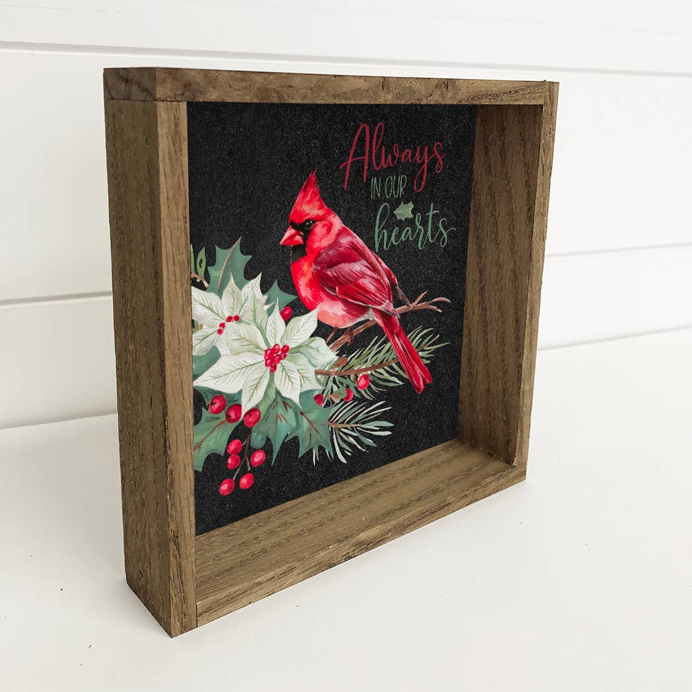 Always in Our Hearts Cardinal - Festive Bird Canvas Art