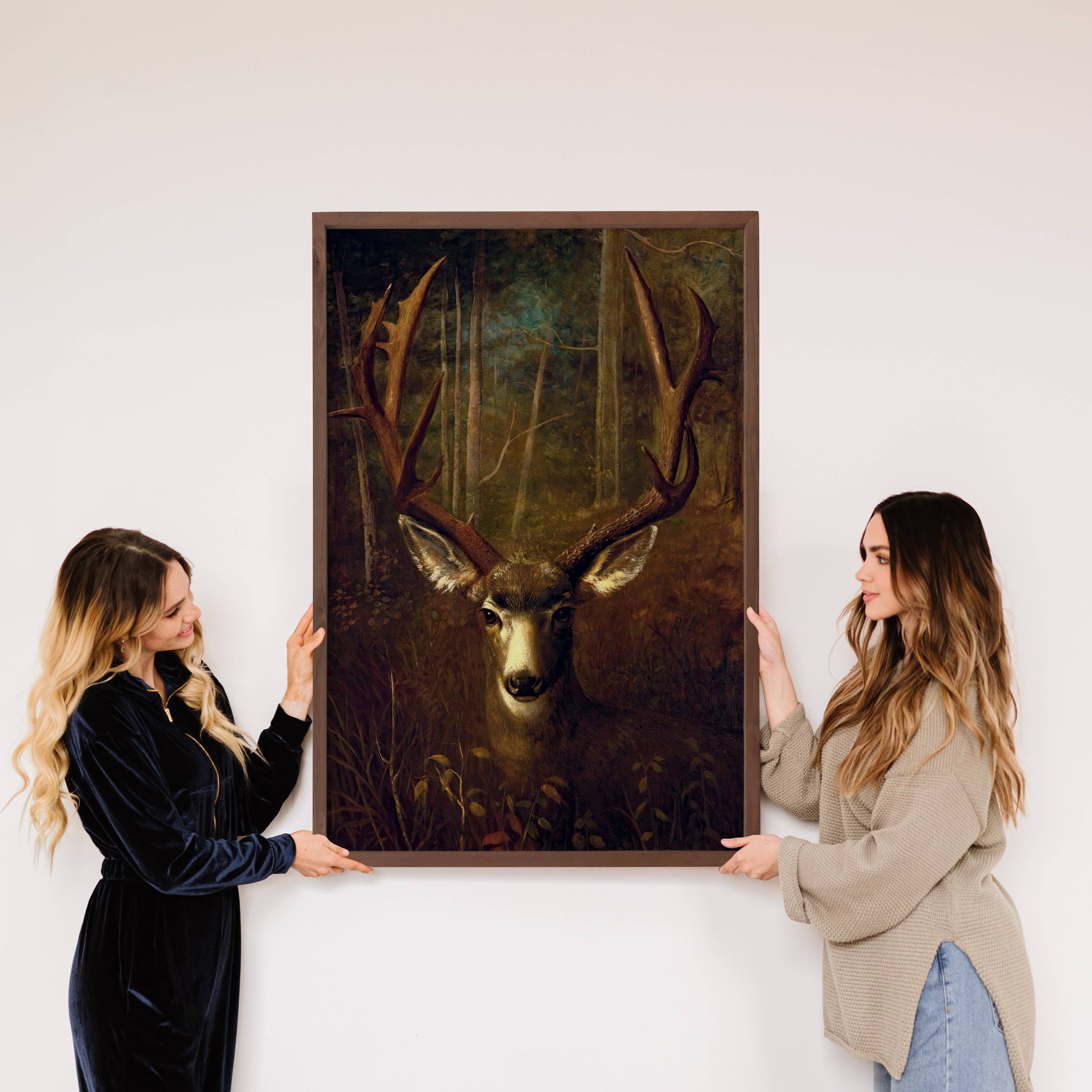 Stag Resting - Deer Canvas Wall Art - Wood Framed Wall Decor