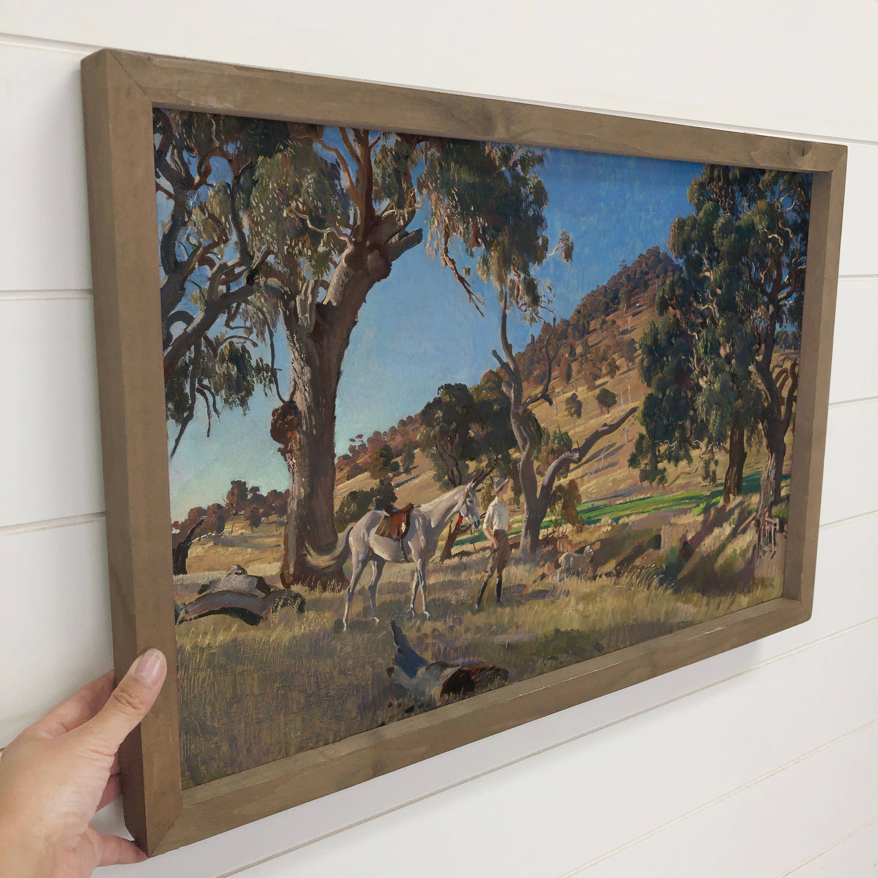 Outback Girl - Horseback Rider in Outback Canvas Art - Frame