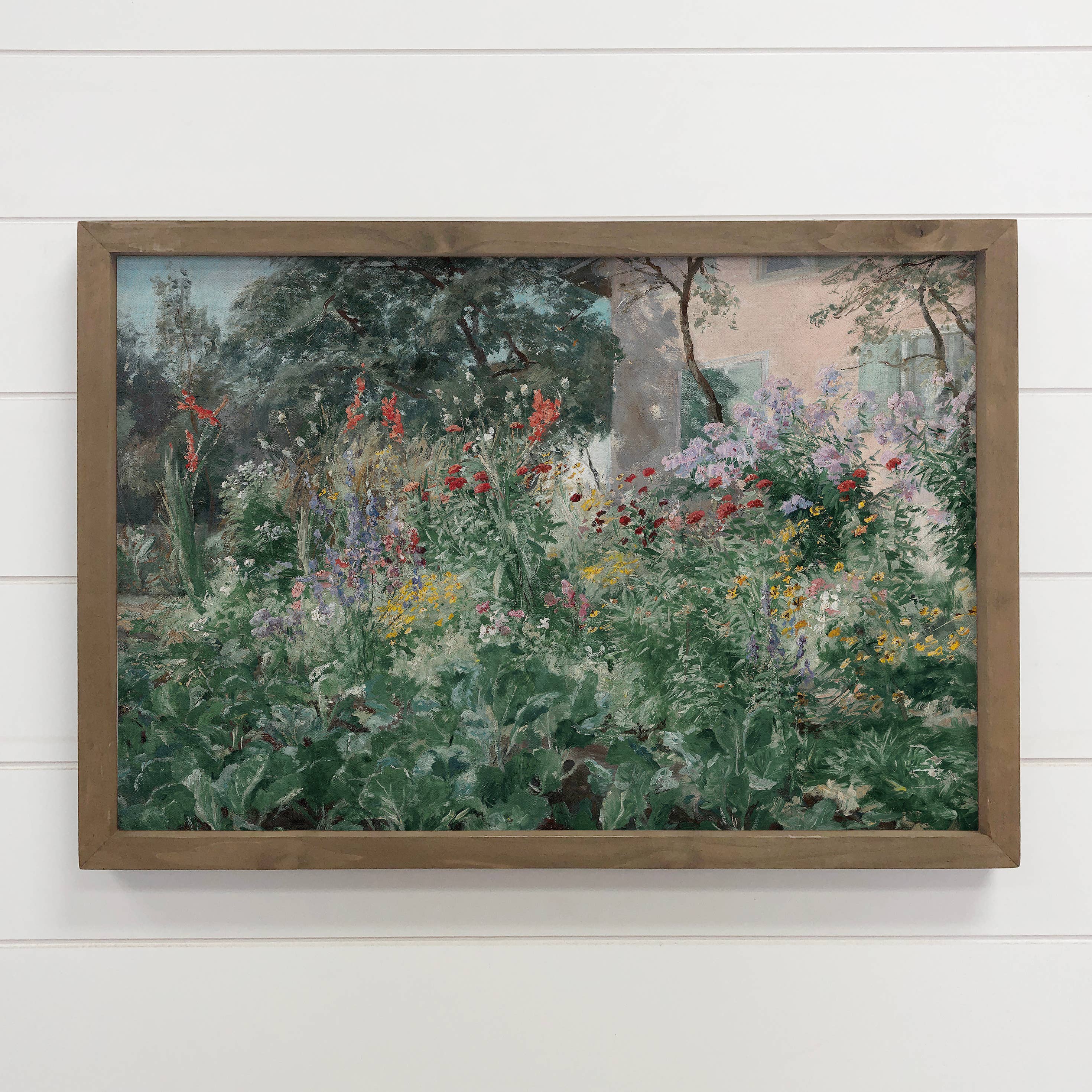 Cottage Garden - Flower Canvas Art - Wood Framed Wall Art