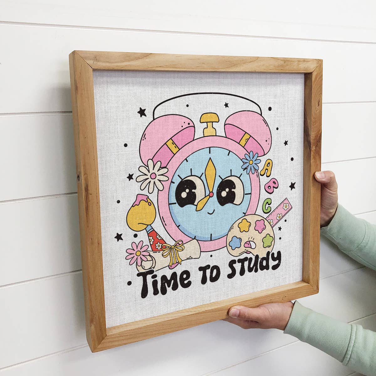 Back to School Time to Study - School Word Art - Wood Framed