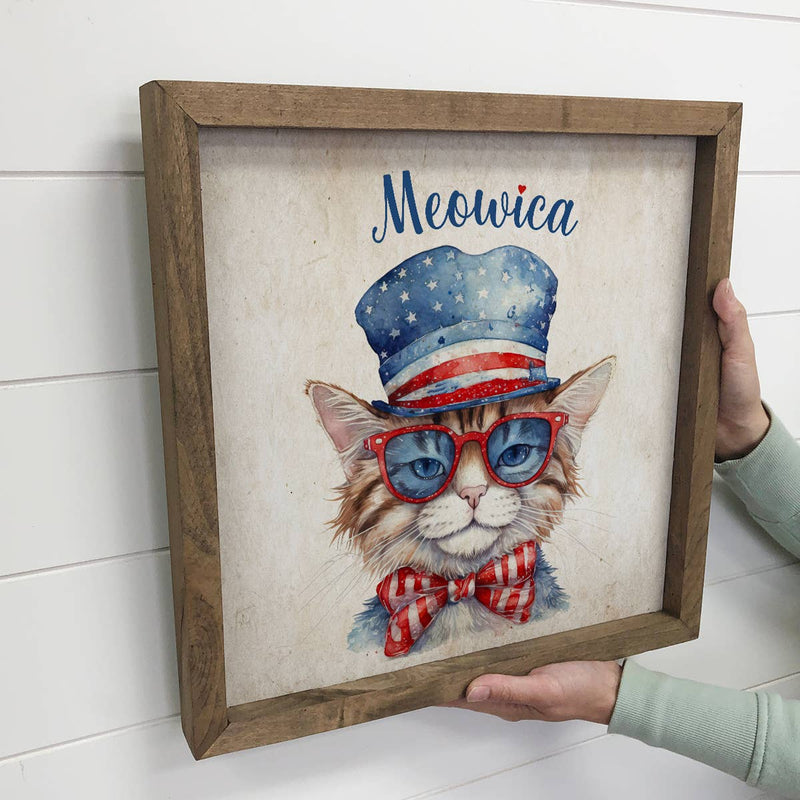 Meowica - Cute 4th of July Kitty - Funny America Cat Art