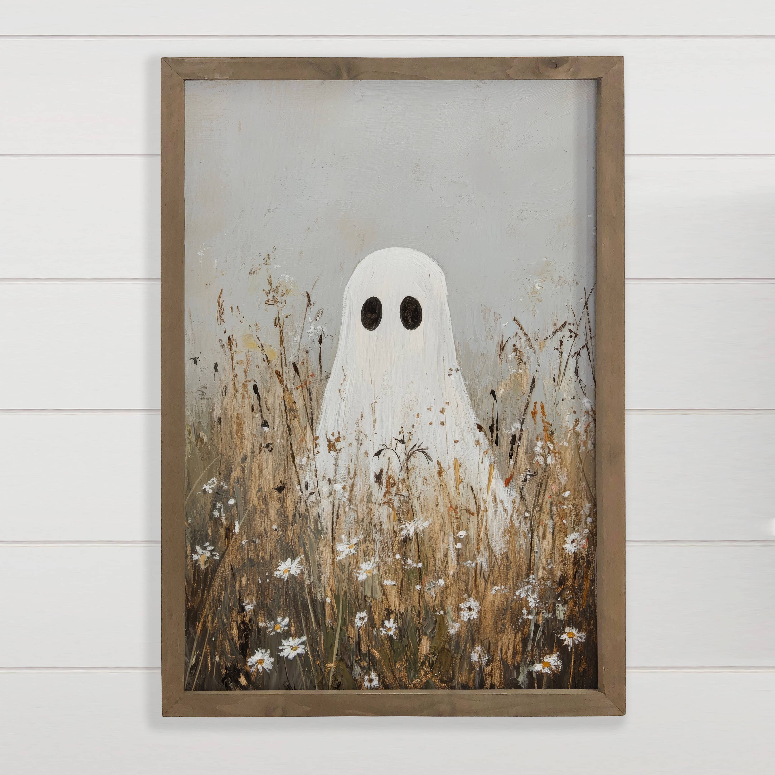 Lonely Ghost in a Field - Ghost Canvas Art - Wood Framed Art