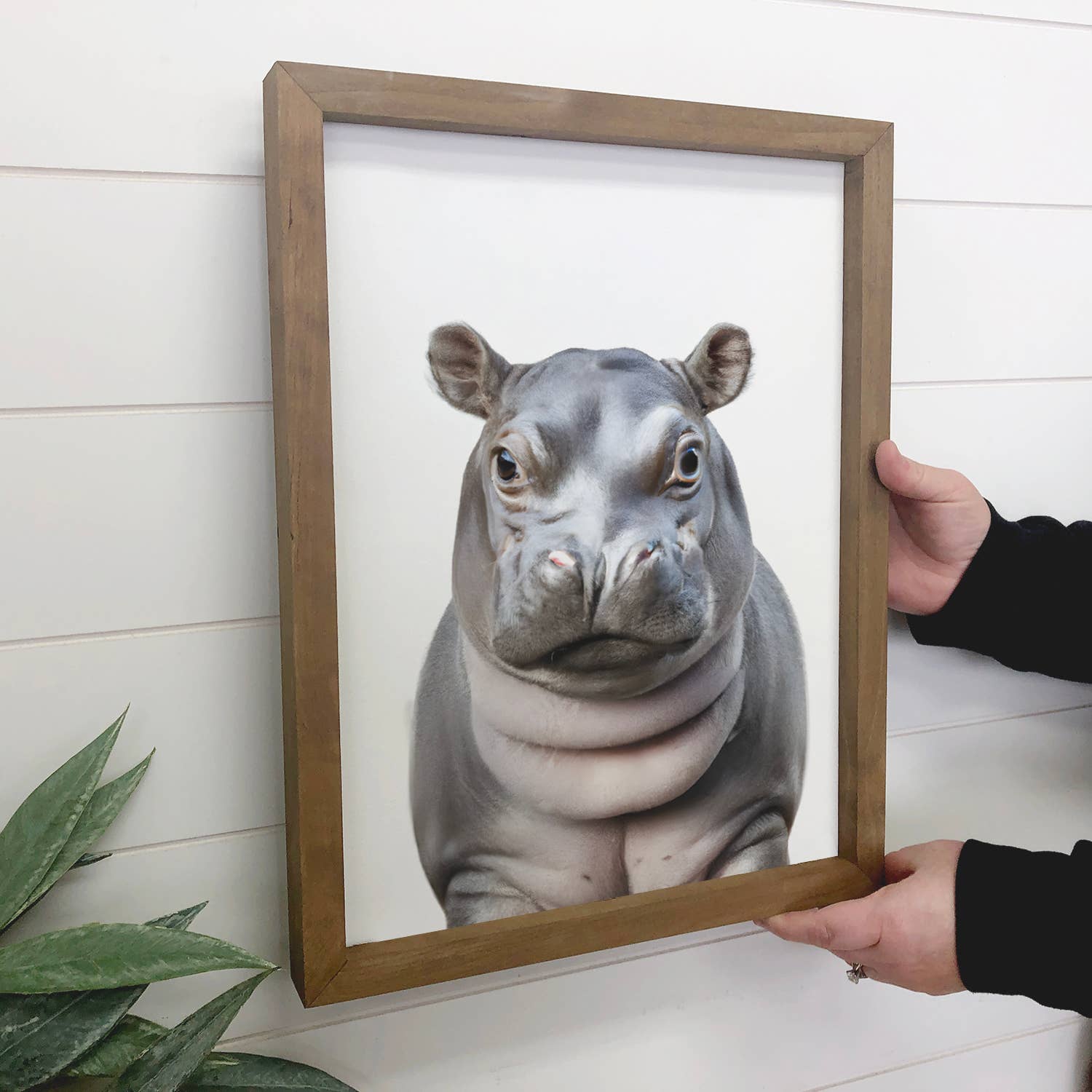 Baby Hippo Wood Sign Cute Animal Wall Art
