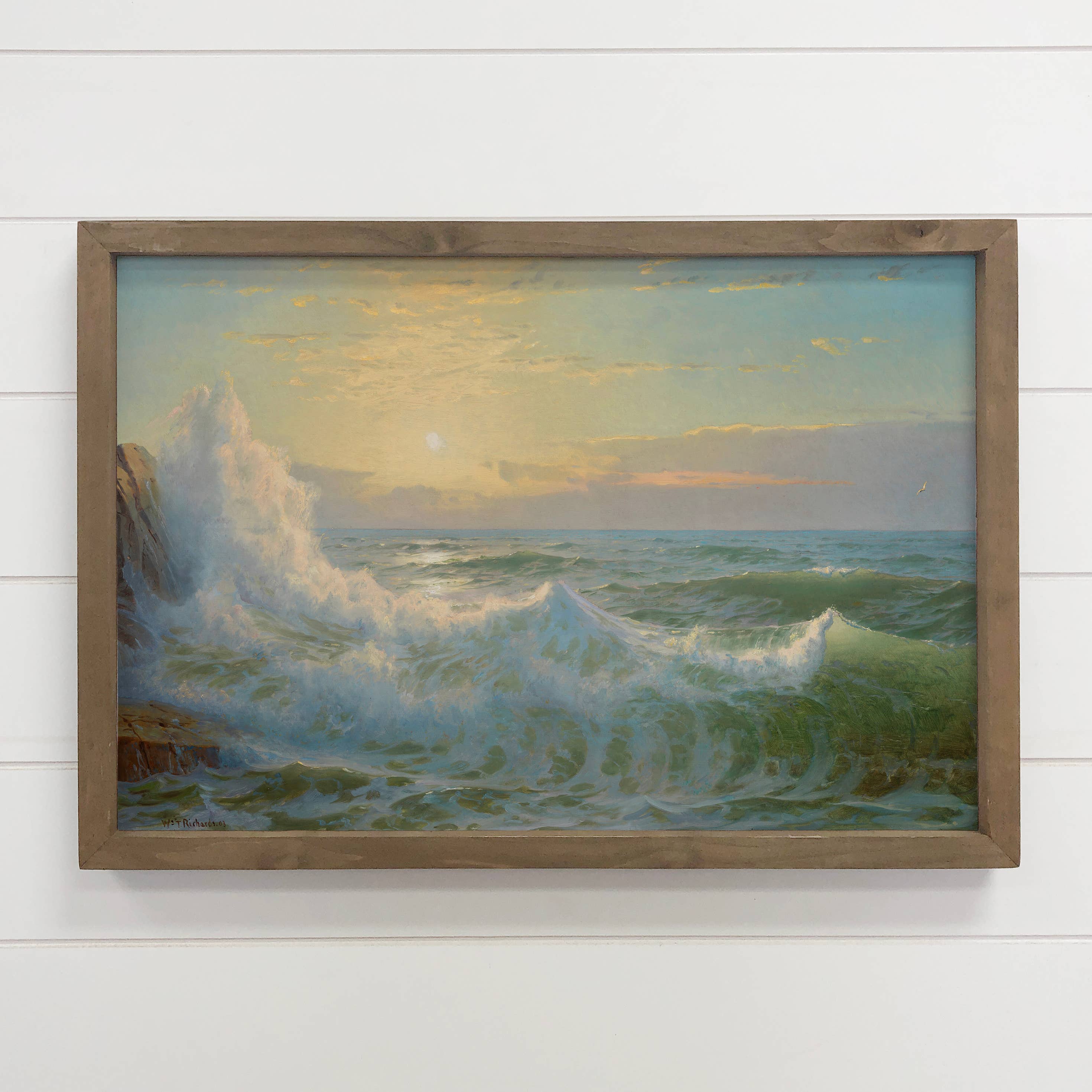 Sunlit Waves - Wave Canvas Art - Wood Framed Wall Art