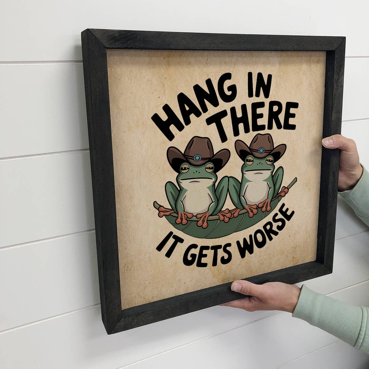 Hang In There It Gets Worse Frogs - Cute Frog Canvas Art