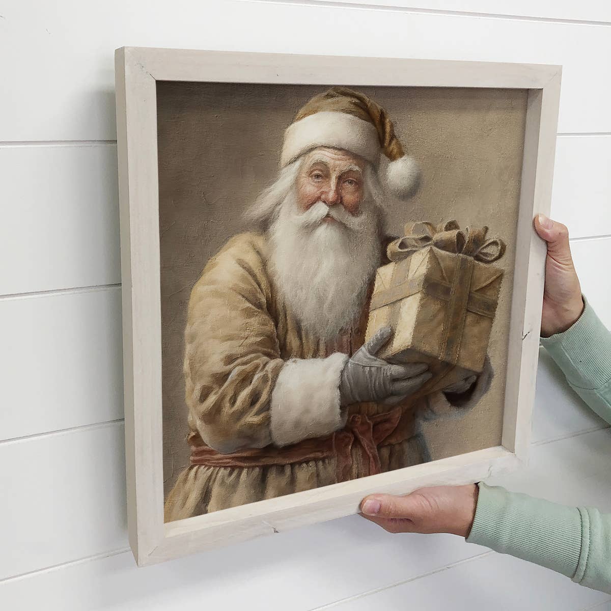 Vintage Kris Kringle Santa - Holiday Canvas Art - Wood Frame
