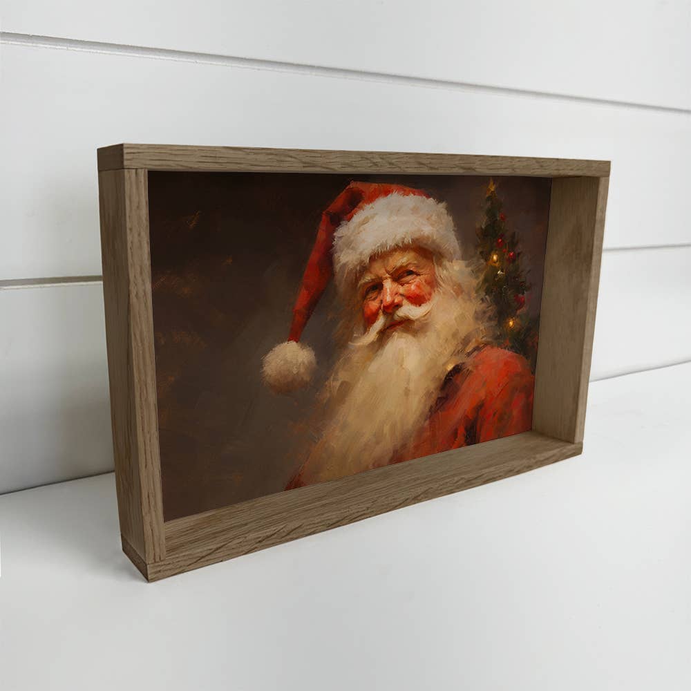 Santa in Red Painting - Santa Claus Canvas Art - Wood Framed