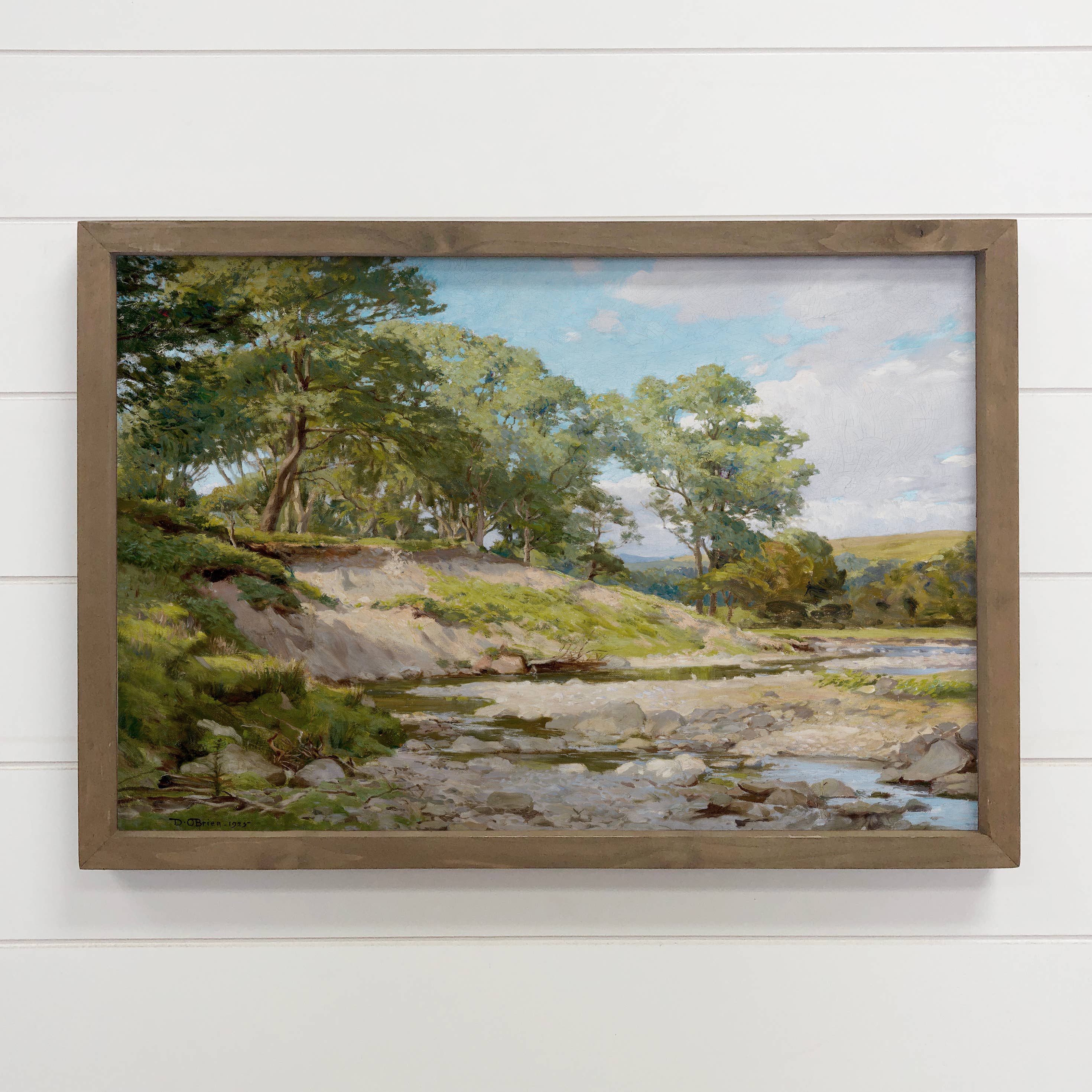 Summer Green River Bank - Summer Landscape Canvas Art
