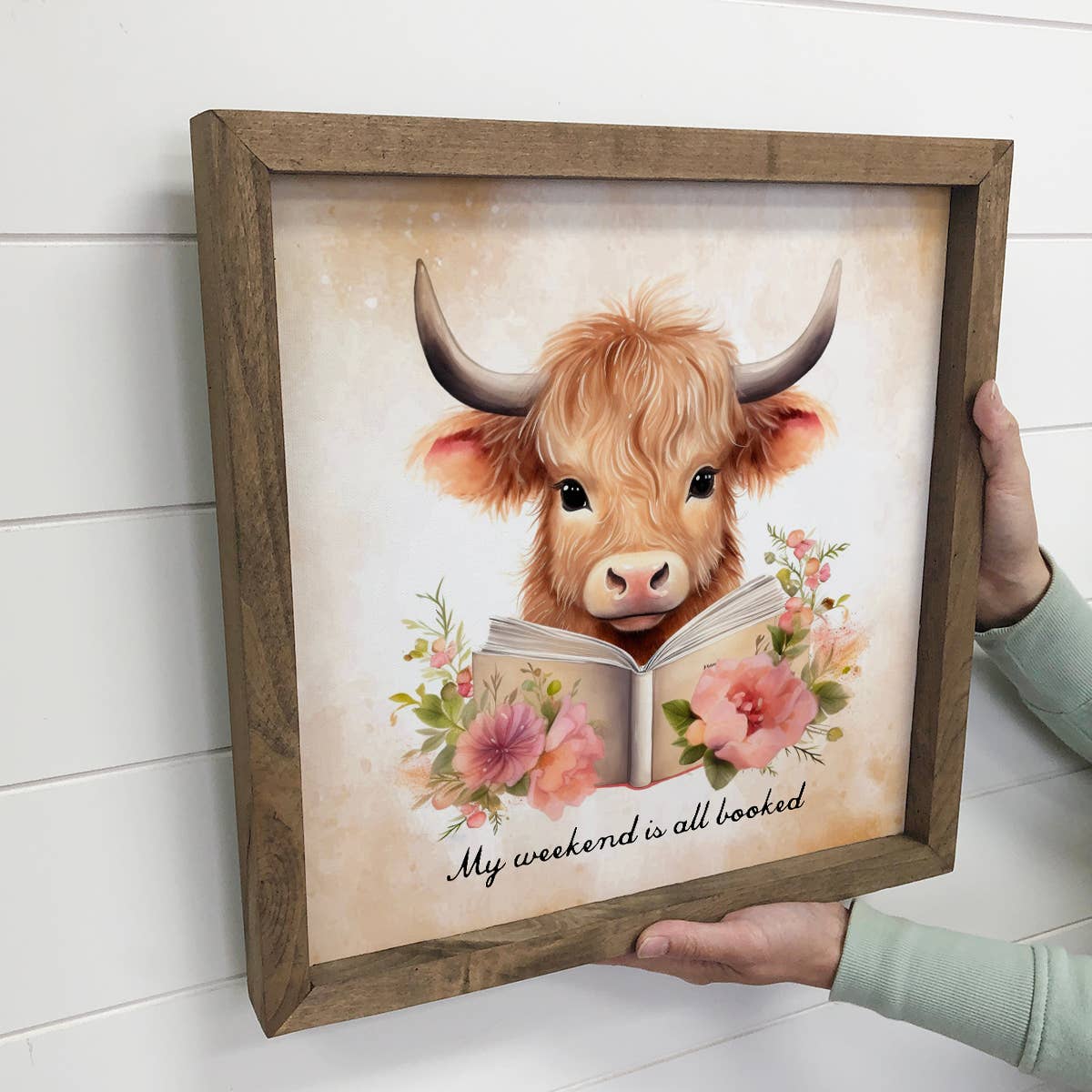 Highland Cow Weekend Booked - Book Canvas Art - Book Artwork