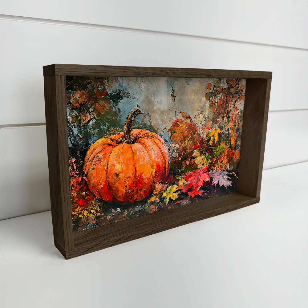 Moody Fall Pumpkin - Fall Canvas Art - Wood Framed Artwork