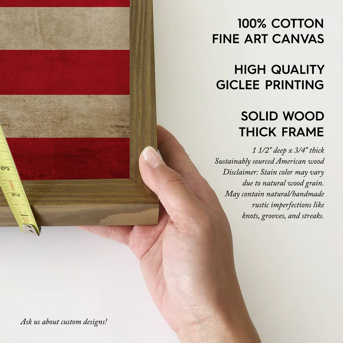 American Flag Vintage - Patriotic Canvas Art - Wood Framed