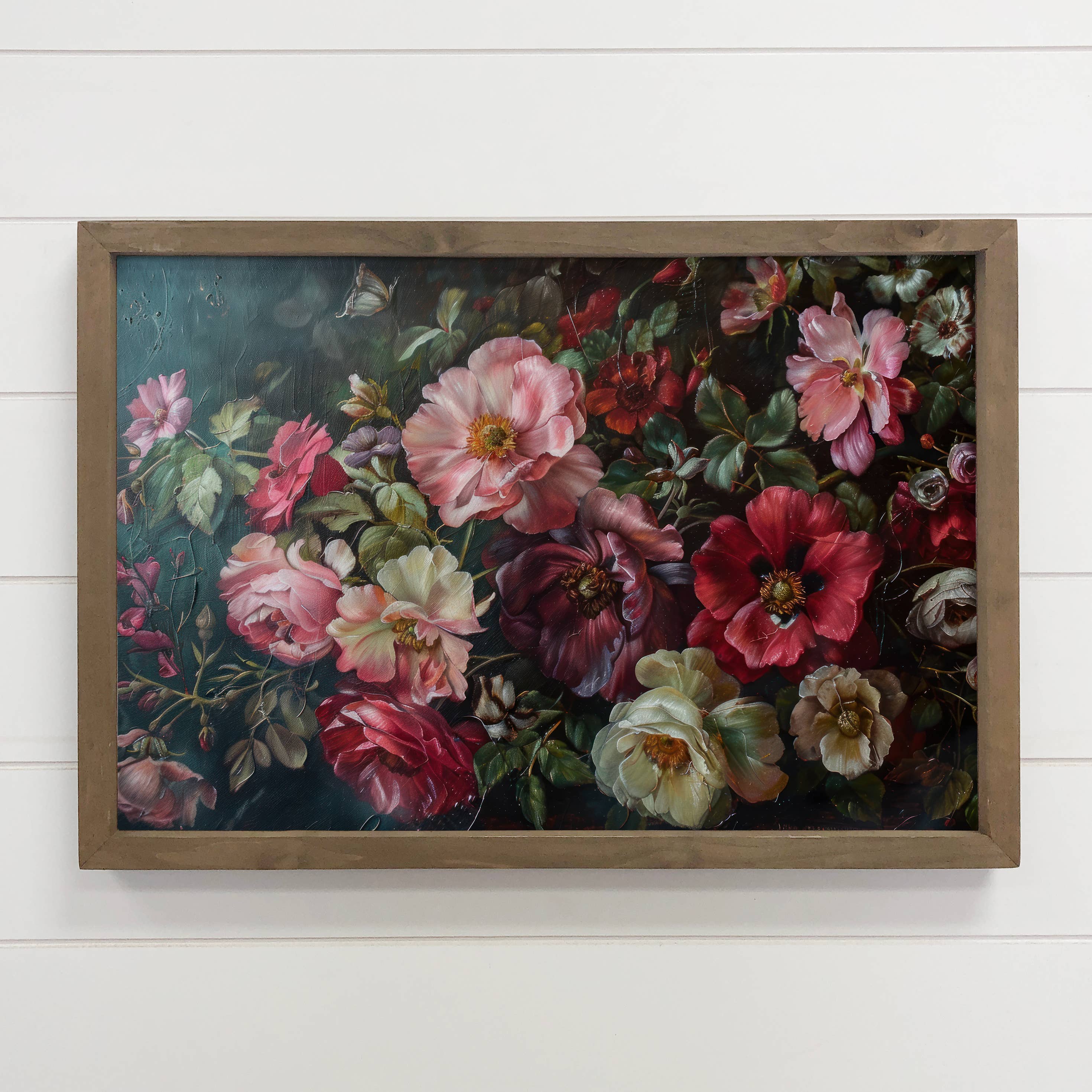 Moody Flowers - Flower Canvas Wall Art - Wood Framed Artwork
