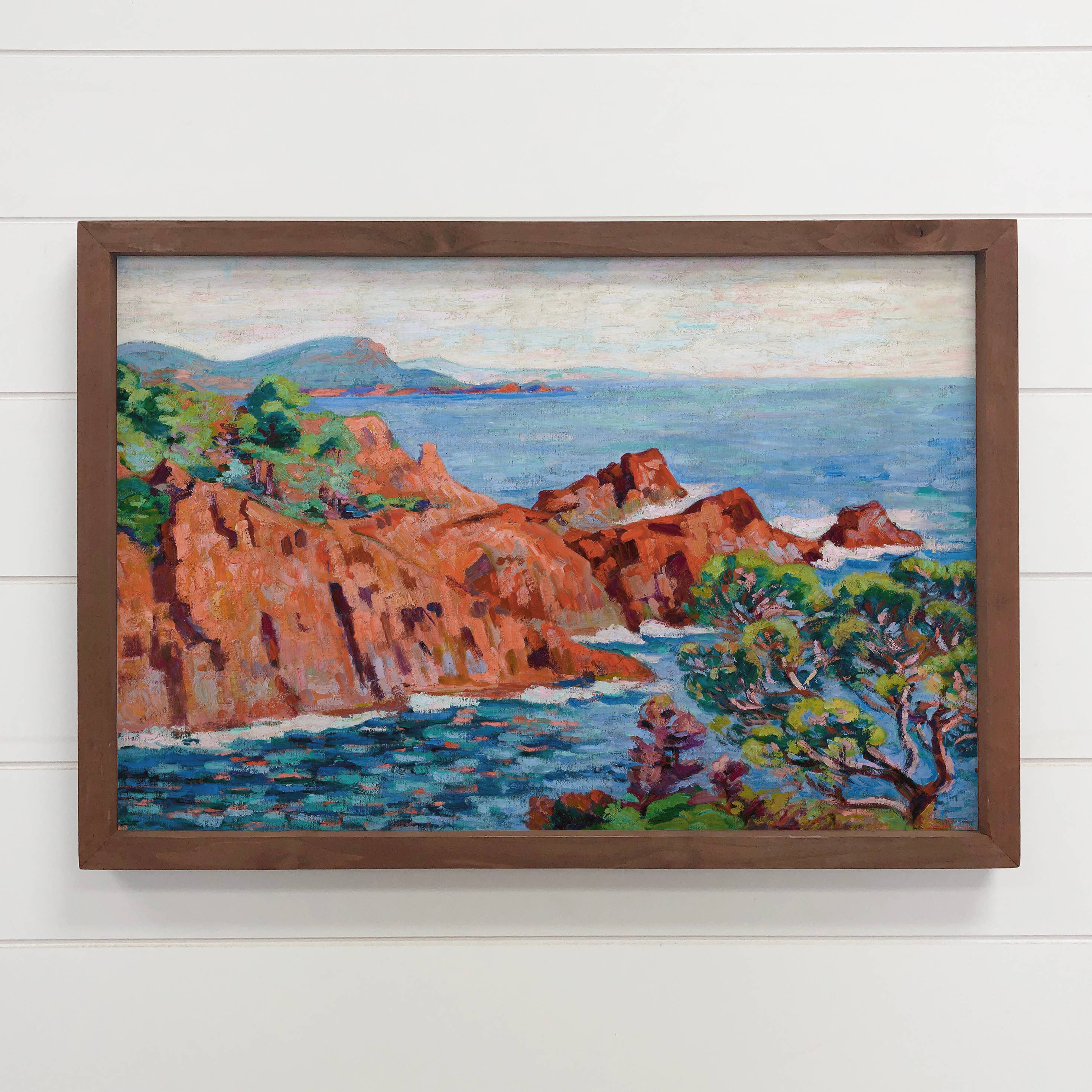 Red Rocky Coast - Red Rock Canvas Art - Wood Framed Artwork