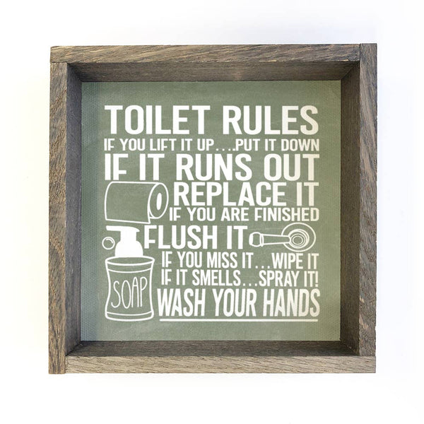 Funny Bathroom Sign- Toilet Rules- Small Sitting Sign
