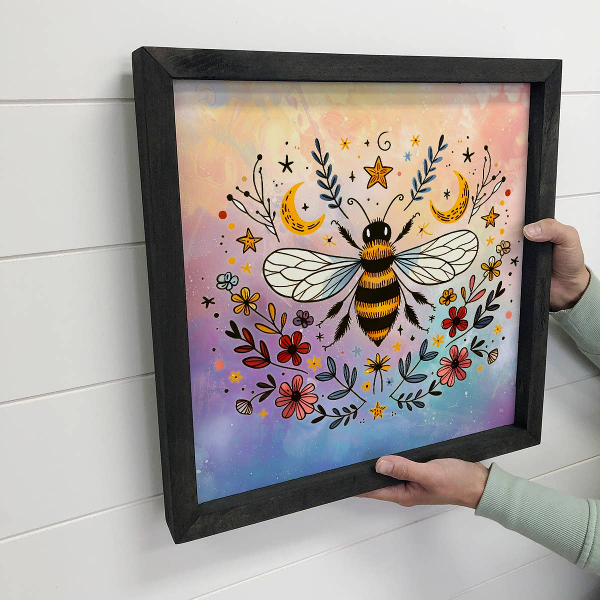 Celestial Honey Bee - Honey Bee Canvas Art - Wood Framed Art