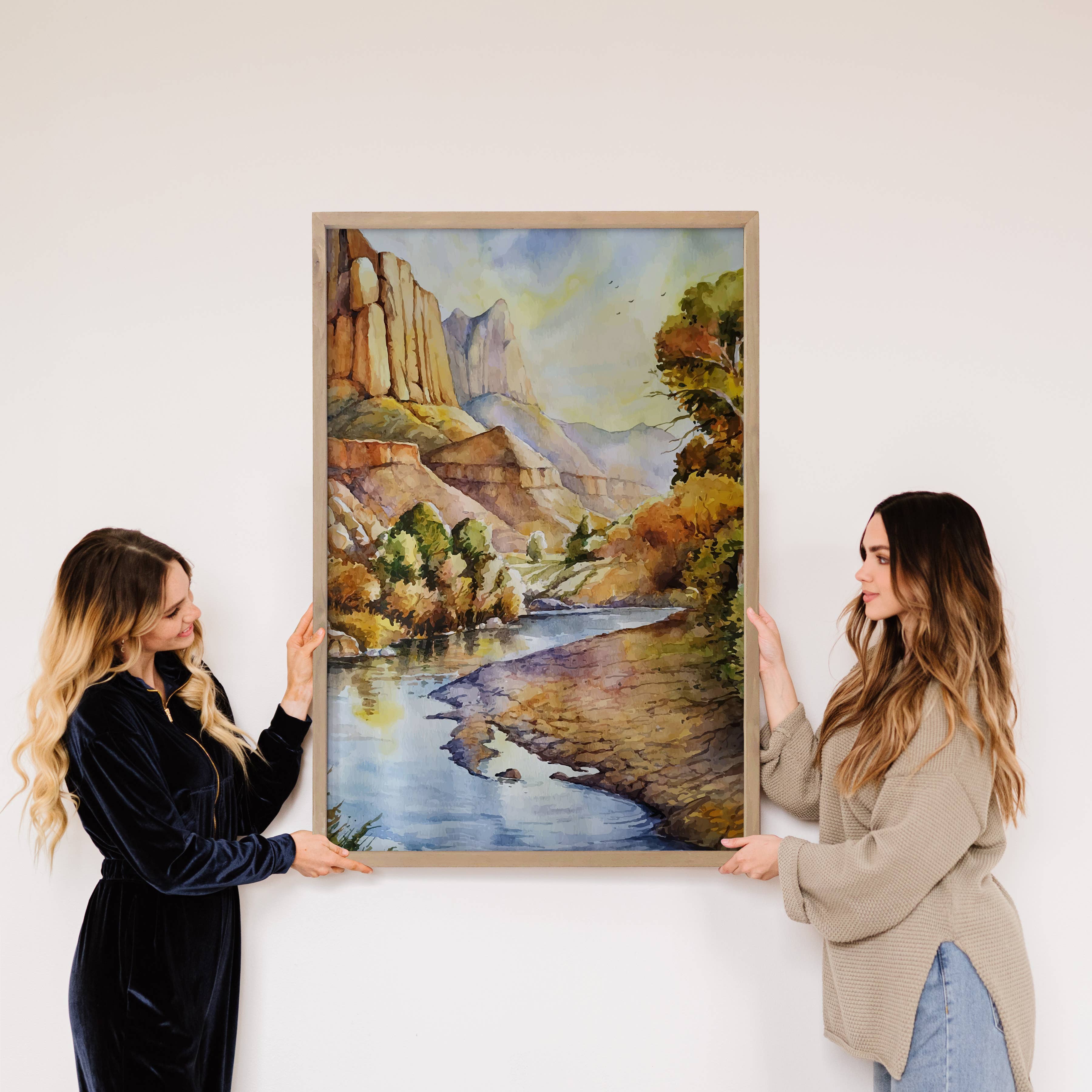 Utah Zion Painting - Framed Nature Wall Art - Office Decor