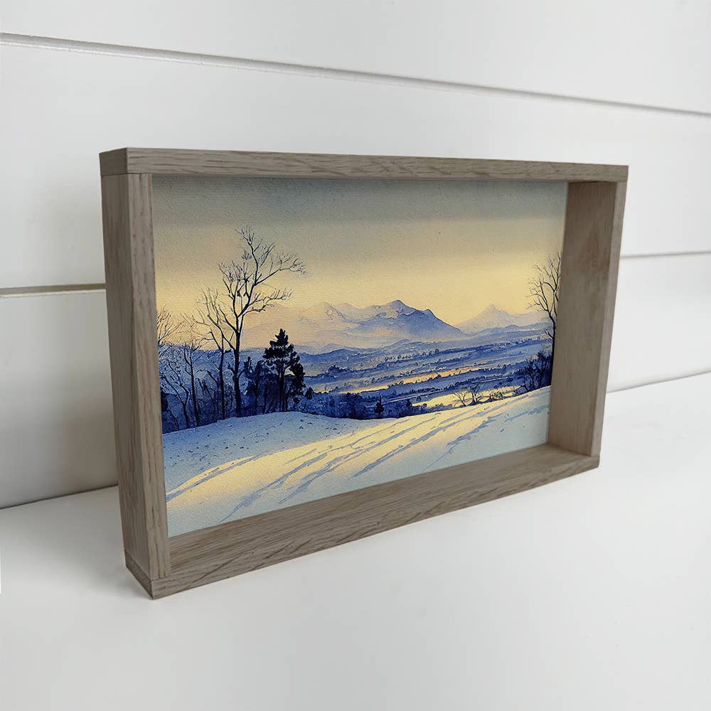 Rural Winter Watercolor - Winter Landscape Canvas Art