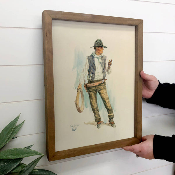 Ranch Dude - Cowboy Ranch Hand Canvas Art - Wood Framed Art