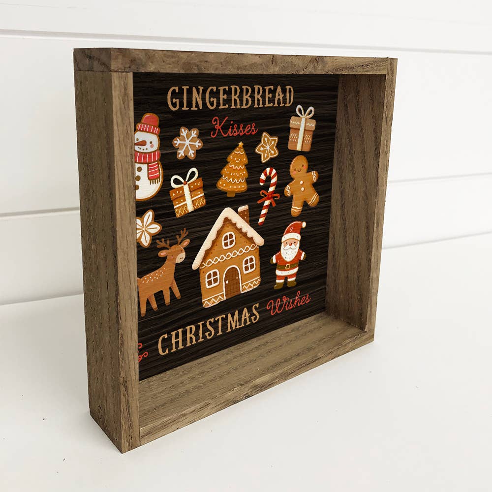 Gingerbread Kisses & Christmas Wishes - Christmas Canvas Art