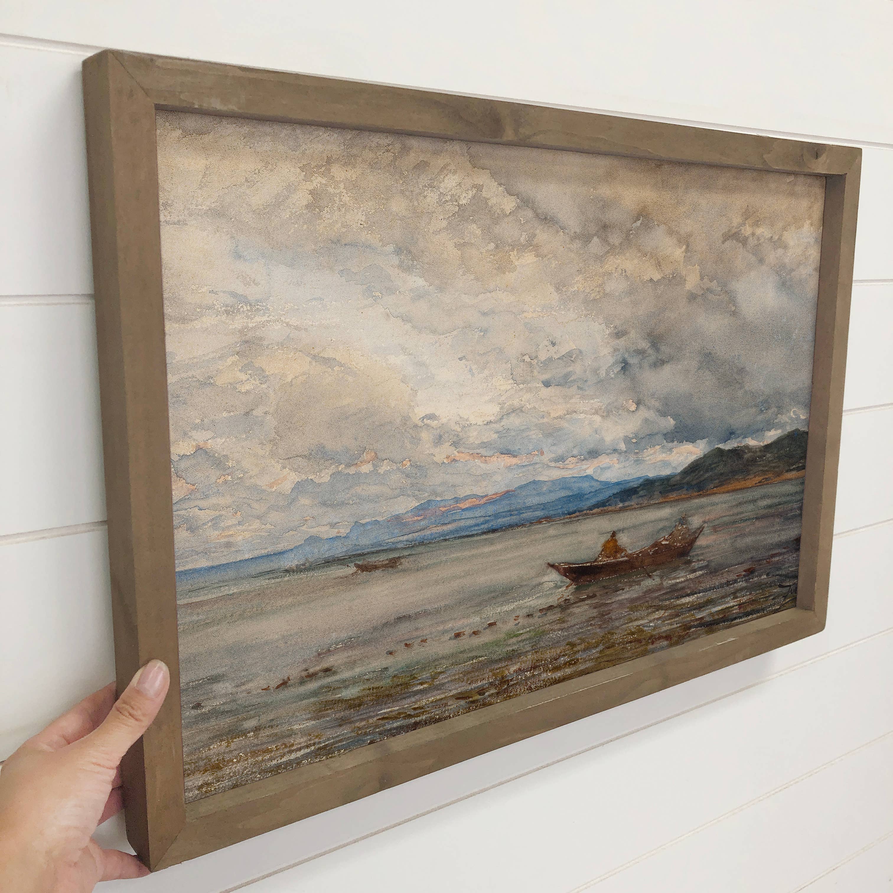 Lone Fisherman - Lake House Canvas Art - Wood Framed Art