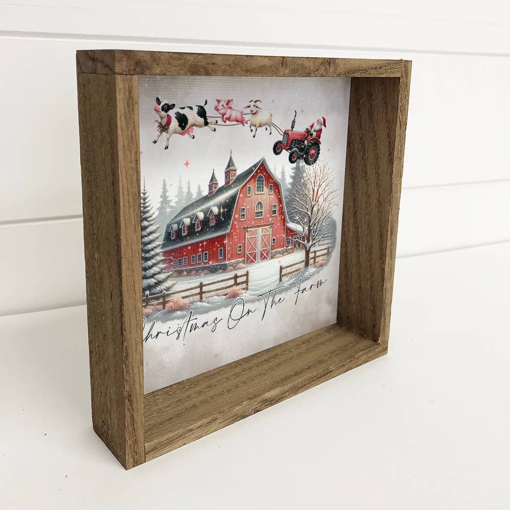 Christmas on the Farm - Christmas Canvas Art - Wood Framed
