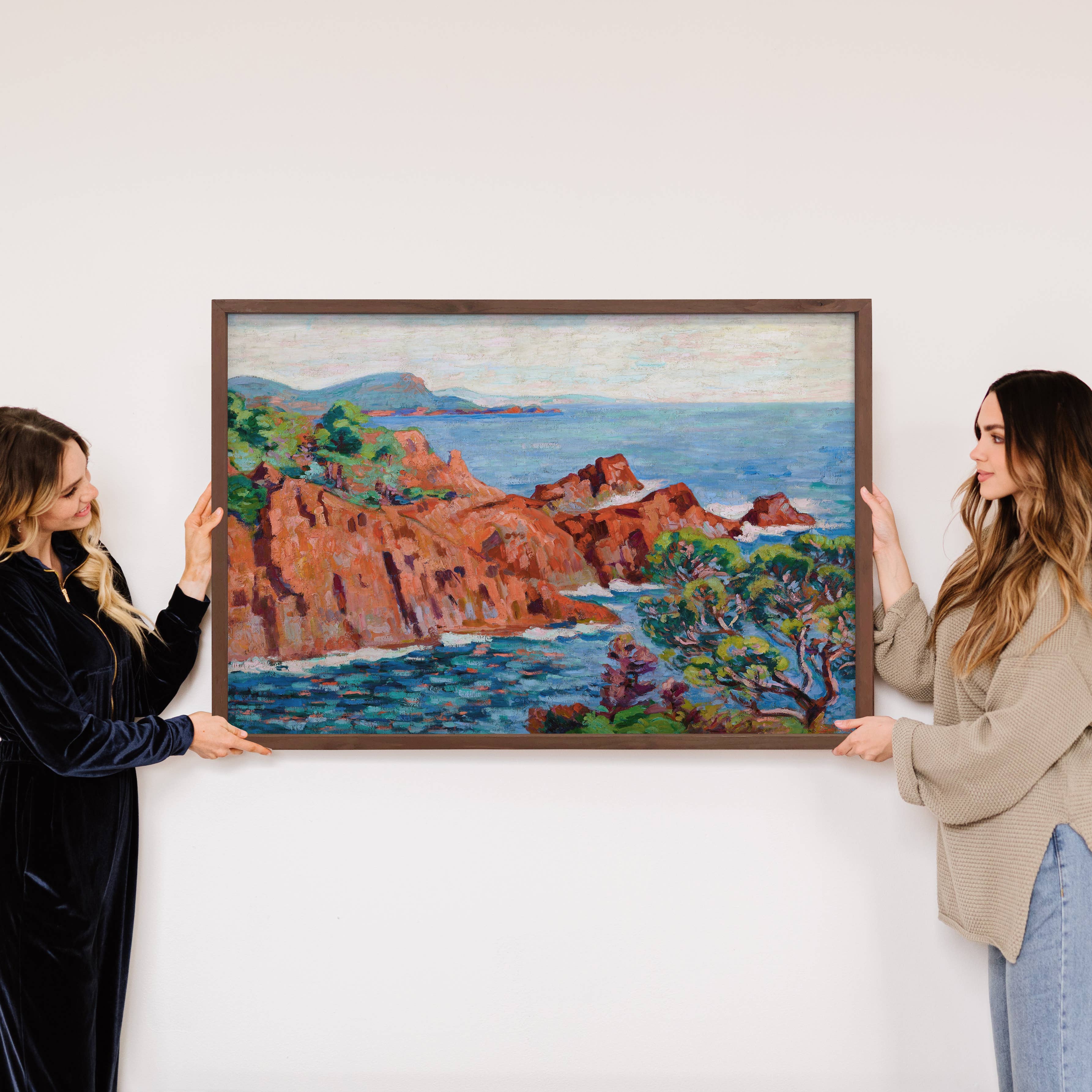 Red Rocky Coast - Red Rock Canvas Art - Wood Framed Artwork