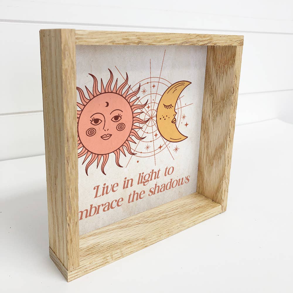 Boho Live in Light Sun Moon - Boho Canvas Art - Wood Framed
