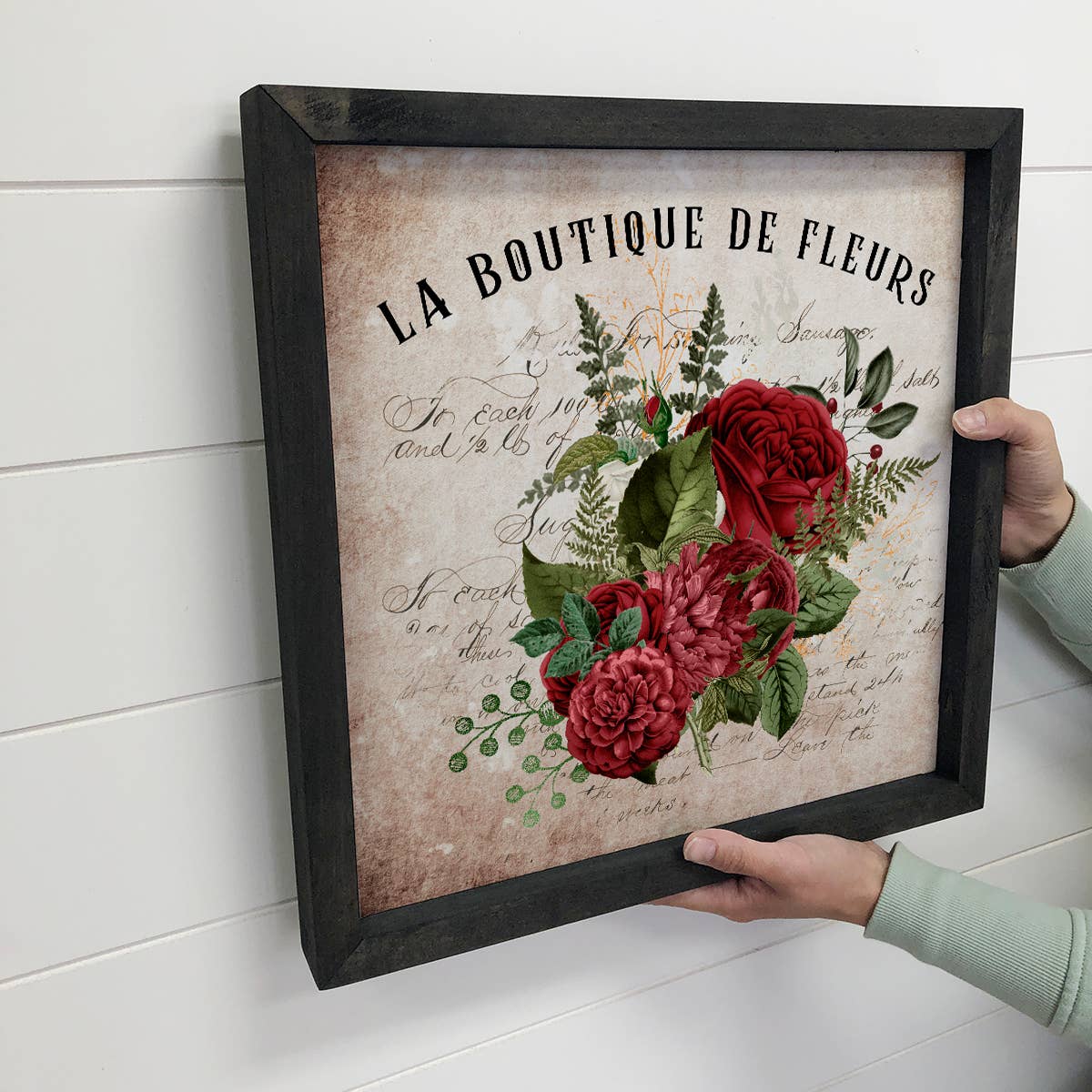 La Boutique De Fleurs - Flower Shop - Vintage Red Rose Sign