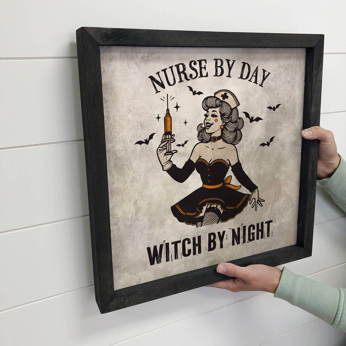 Nurse By Day Witch By Night - Halloween Canvas Art - Framed