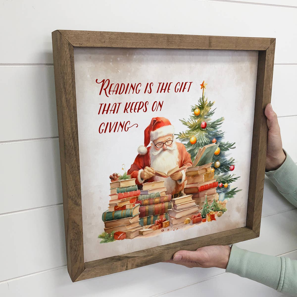 Reading is the Gift That Keeps on Giving - Christmas Canvas