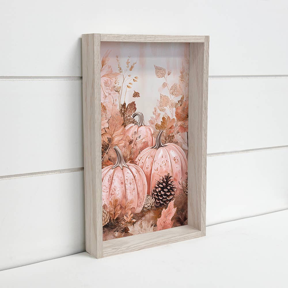 Light Pink Pumpkins - Pumpkin Canvas Art - Wood Framed Art