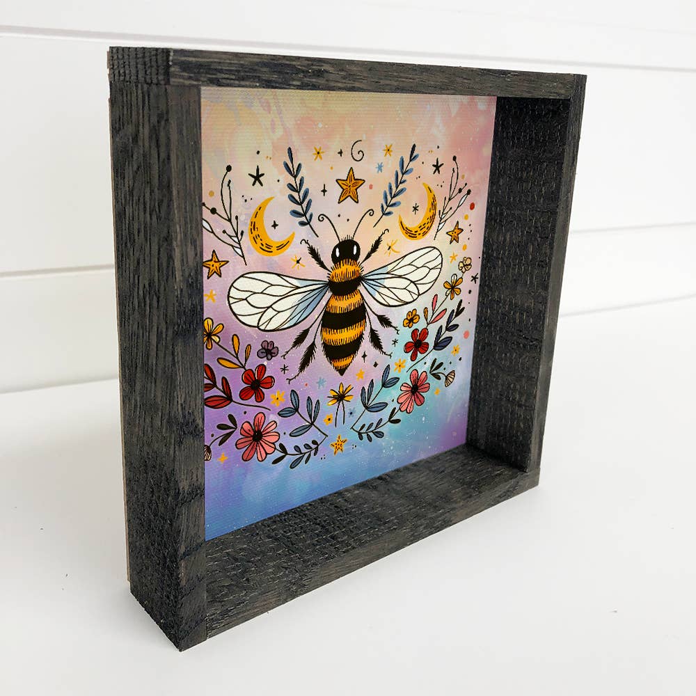 Celestial Honey Bee - Honey Bee Canvas Art - Wood Framed Art