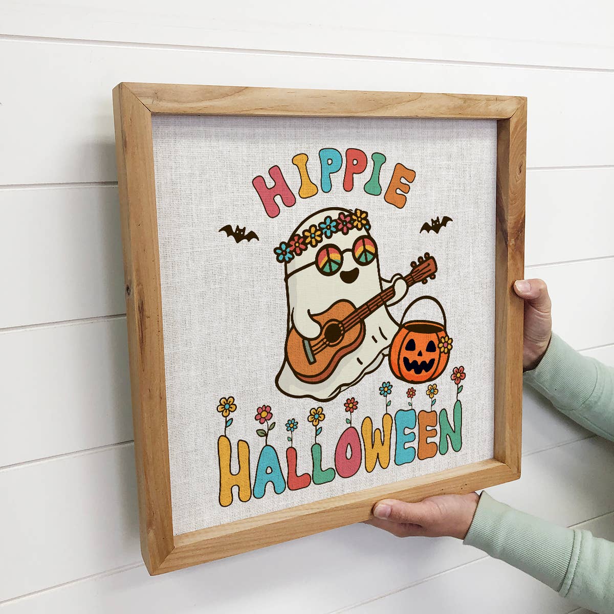 Funny Halloween Hippy - Halloween Canvas Art - Wood Framed